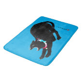 Snarling Hissing Black Japanese Cat Badematte (Schrägansicht)