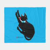 Snarling Hissing Black Japanese Cat Fleecedecke (Vorderseite (Horizontal))