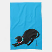Snarling Hissing Black Japanese Cat Geschirrtuch (Vertikal)