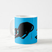 Snarling Hissing Black Japanese Cat Kaffeetasse (Vorderseite Links)