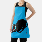 Snarling Hissing Black Japanese Cat Schürze (InSitu)