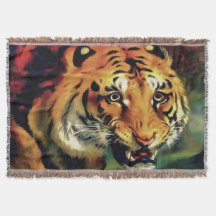 Snarling Tiger Artistic Portrait Decke
