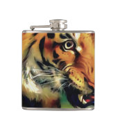 Snarling Tiger Artistic Portrait Flachmann (Vorderseite)
