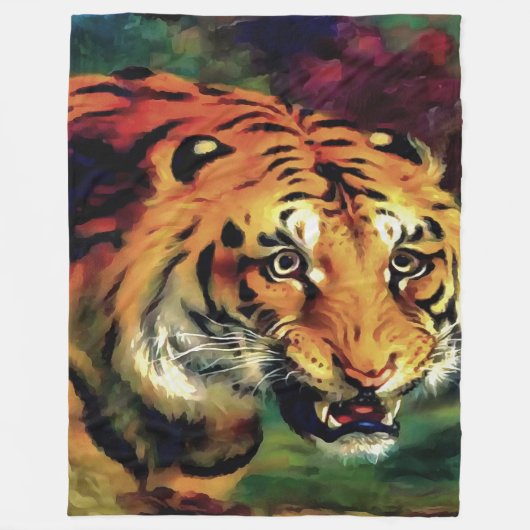 Snarling Tiger Artistic Portrait Fleecedecke (Vorderseite)
