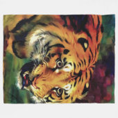Snarling Tiger Artistic Portrait Fleecedecke (Vorderseite (Horizontal))