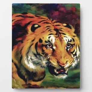 Snarling Tiger Artistic Portrait Fotoplatte