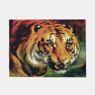 Snarling Tiger Artistic Portrait Fußmatte