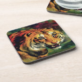 Snarling Tiger Artistic Portrait Getränkeuntersetzer (Linke Seite)