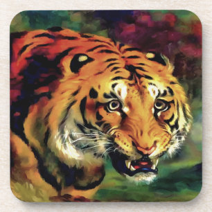 Snarling Tiger Artistic Portrait Getränkeuntersetzer