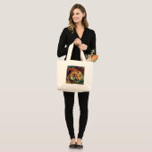 Snarling Tiger Artistic Portrait Jumbo Stoffbeutel (Vorderseite (Model))
