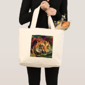 Snarling Tiger Artistic Portrait Jumbo Stoffbeutel (Vorderseite (Produkt))