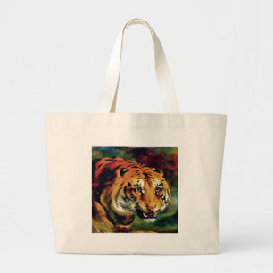 Snarling Tiger Artistic Portrait Jumbo Stoffbeutel