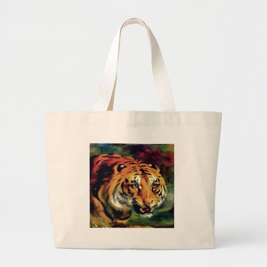 Snarling Tiger Artistic Portrait Jumbo Stoffbeutel (Vorne)