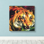 Snarling Tiger Artistic Portrait Leinwanddruck (Insitu (Holzboden))
