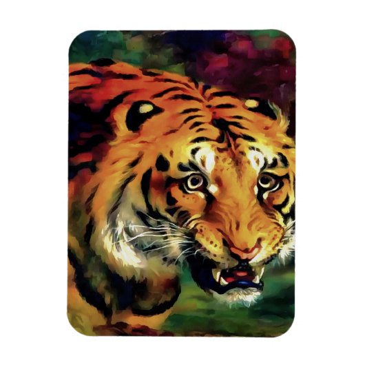 Snarling Tiger Artistic Portrait Magnet (Vertikal)