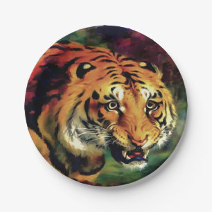 Snarling Tiger Artistic Portrait Pappteller
