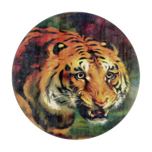 Snarling Tiger Artistic Portrait Schneidebrett