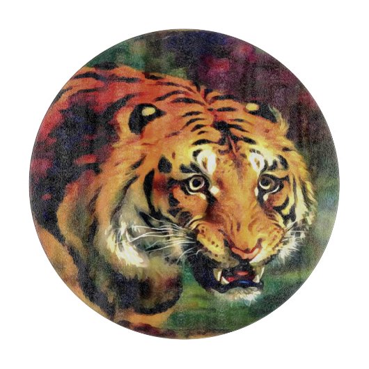Snarling Tiger Artistic Portrait Schneidebrett (Vorderseite)