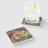 Snarling Tiger Artistic Portrait Steinuntersetzer (Seitenansicht)