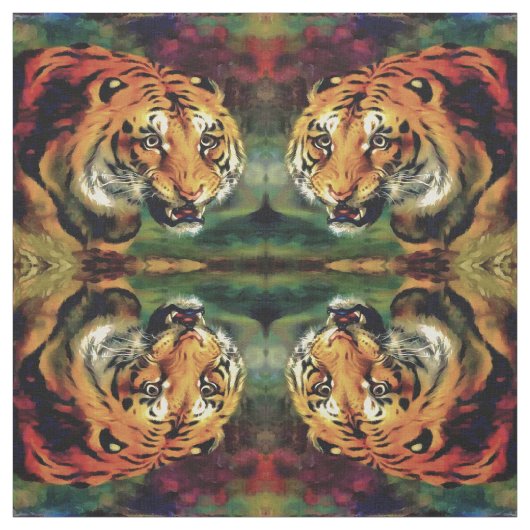 Snarling Tiger Artistic Portrait Stoff (Muster)