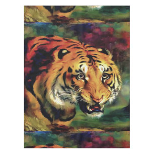 Snarling Tiger Artistic Portrait Tischdecke