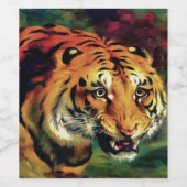 Snarling Tiger Artistic Portrait Weinetikett (Einzelnes Label)