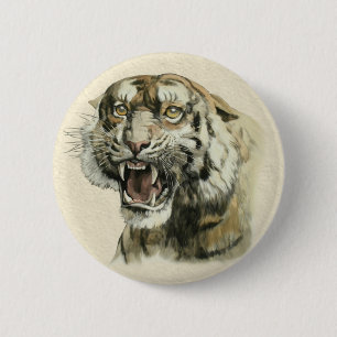 Snarling Tiger Button