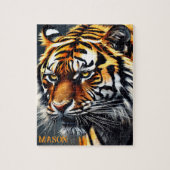 Snarling Tiger Personalisiert Name Gift Puzzle (Vertikal)