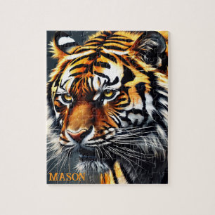 Snarling Tiger Personalisiert Name Gift Puzzle