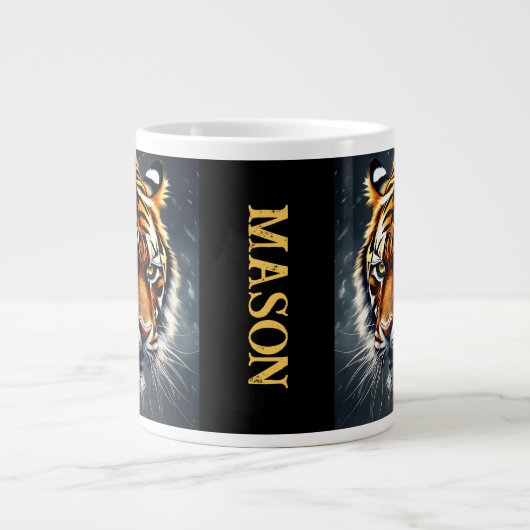 Snarling Tiger Personalize Name Geschenk Kaffee Jumbo-Tasse (Vorderseite)