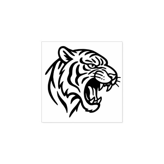 Snarling Tiger Profile 1x1 Gummistempel (Prägung)