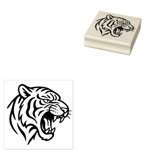 Snarling Tiger Profile Gummistempel (Stempel)