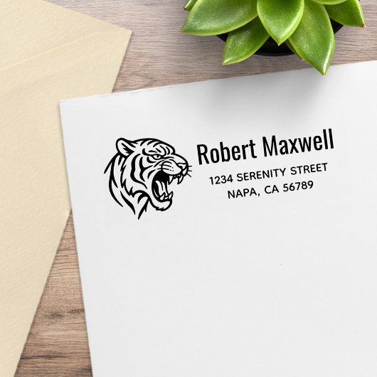 Snarling Tiger Profile Return Address Gummistempel