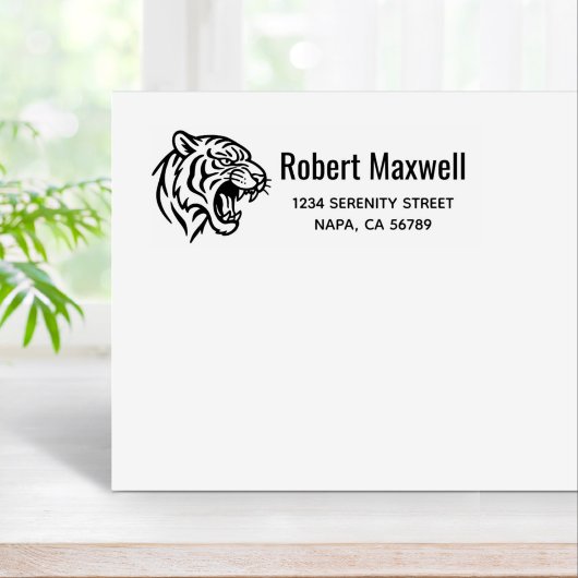 Snarling Tiger Profile Return Address Gummistempel