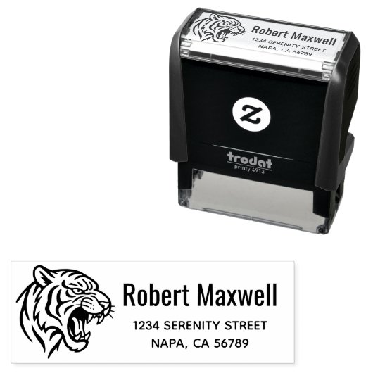 Snarling Tiger Profile Return Address Permastempel (Beispiel)