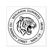 Snarling Tiger Profile Round Address Permastempel (Design)