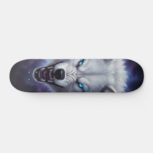  Snarling white wolf head Skateboard  (Horizontal)