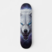 Snarling white wolf head Skateboard (Vorne)