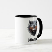 Snarling Wolf Personalized Coffee Cup Tasse (VorderseiteRechts)