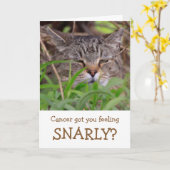 Snarly Cat Funny Cancer Faltkarte Karte (Gelbe Blume)
