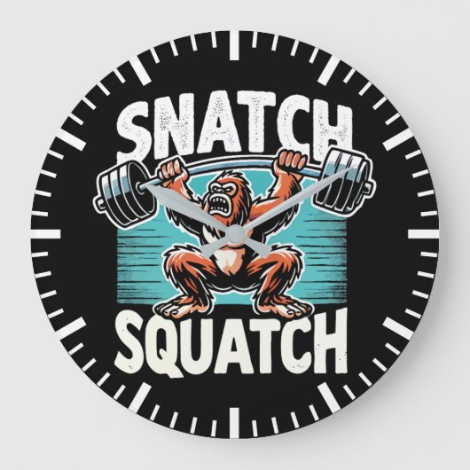 Snatch Squatch - Funny Weightlift Große Wanduhr (Vorderseite)