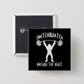 Snatchsquatch, Cartoon Big Foot, Beast, Funny Gym Button (Vorne & Hinten)