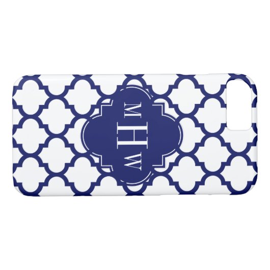 SNavy White Marokkaner #5 Emerald 3 Initial Monogr Case-Mate iPhone Hülle (Rückseite (Horizontal))