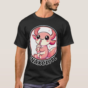 Snaxolotl Aufkleber Kawaii Axolotl Mit Milchshake T-Shirt