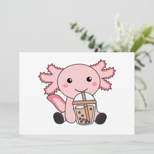 Snaxolotl Axolotl Bubble Tee Liebhaber von süßen T Einladung (Stehend Vorderseite)