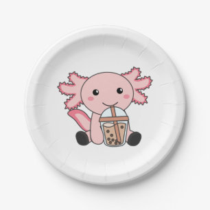 Snaxolotl Axolotl Bubble Tee Liebhaber von süßen T Pappteller