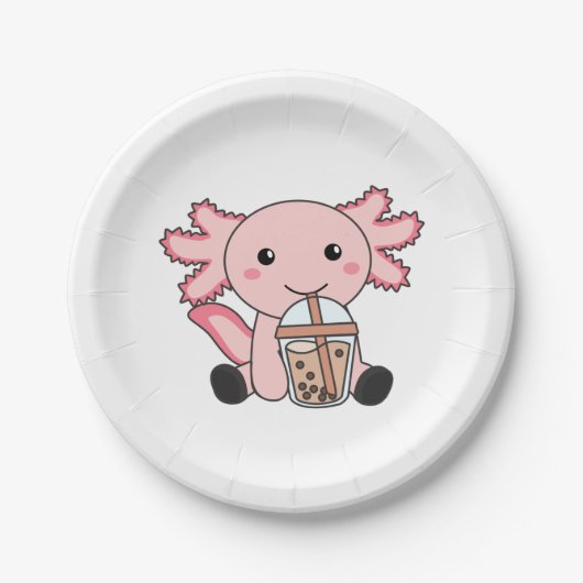 Snaxolotl Axolotl Bubble Tee Liebhaber von süßen T Pappteller (Vorderseite)