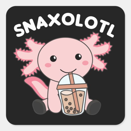 Snaxolotl Axolotl Bubble Tee Liebhaber von süßen T Quadratischer Aufkleber (Vorderseite)