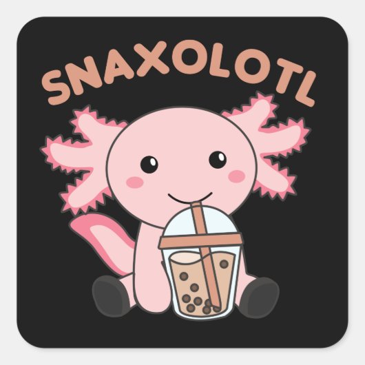 Snaxolotl Axolotl Bubble Tee Liebhaber von süßen T Quadratischer Aufkleber (Vorderseite)
