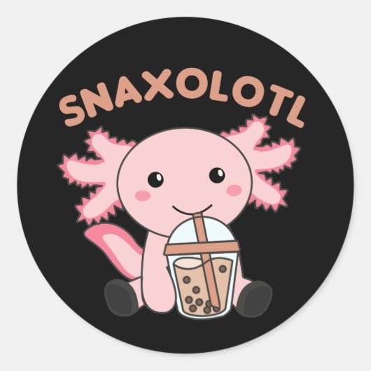 Snaxolotl Axolotl Bubble Tee Liebhaber von süßen T Runder Aufkleber (Vorderseite)